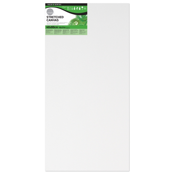 Daler Rowney Simply Bastidor Entelado - 40x80cm - Imprimacion Triple - Grano Medio - 100% Algodon sin Acido - 250g - Color Blanco