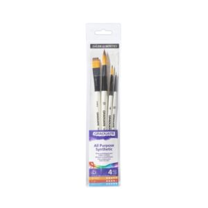 Daler Rowney Graduate Pack de 4 Pinceles Multitecnica - Pelo Sintetico - Mango Corto