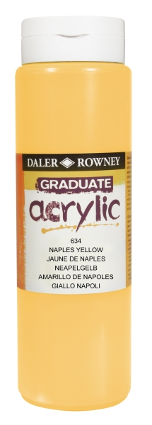 Daler Rowney Graduate Pintura Acrilica - Botella de Plastico - 500ml - Color Amarillo de Napoles