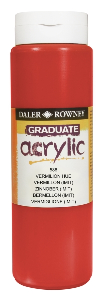 Daler Rowney Graduate Pintura Acrilica - Botella de Plastico - 500ml - Color Bermellon
