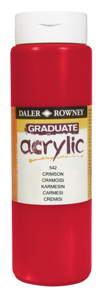 Daler Rowney Graduate Pintura Acrilica - Botella de Plastico - 500ml - Color Carmesi