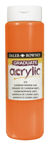 Daler Rowney Graduate Pintura Acrilica - Botella de Plastico - 500ml - Color Naranja de Cadmio
