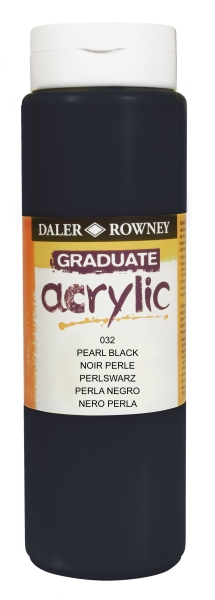 Daler Rowney Graduate Pintura Acrilica - Botella de Plastico - 500ml - Color Negro Perla