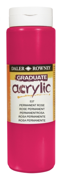 Daler Rowney Graduate Pintura Acrilica - Botella de Plastico - 500ml - Color Rosa Permanente