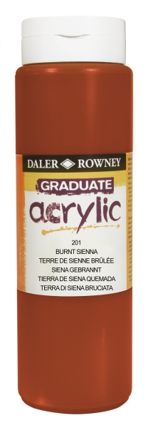 Daler Rowney Graduate Pintura Acrilica - Botella de Plastico - 500ml - Color Siena Quemada