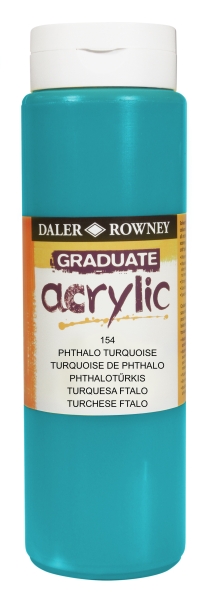Daler Rowney Graduate Pintura Acrilica - Botella de Plastico - 500ml - Color Turquesa Ftalo
