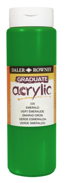Daler Rowney Graduate Pintura Acrilica - Botella de Plastico - 500ml - Color Verde Esmeralda