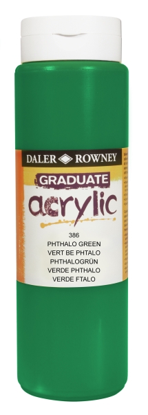 Daler Rowney Graduate Pintura Acrilica - Botella de Plastico - 500ml - Color Verde Ftalo