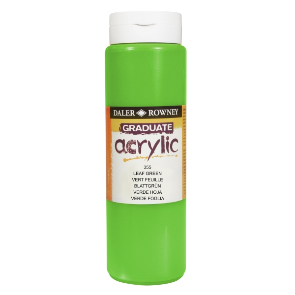 Daler Rowney Graduate Pintura Acrilica - Botella de Plastico - 500ml - Color Verde Hoja