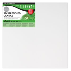 Daler Rowney Simply Bastidor Entelado 3D - 40x40cm - Imprimacion Triple - Grano Medio - 100% Algodon sin Acido - 250g - Color Blanco