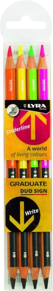Lyra Duo Pencils Pack de 4 Lapices de Punta Doble - Redondo - Bolsa de Plastico - Colores Surtidos