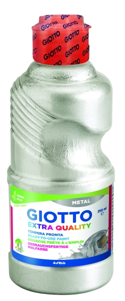 Giotto Extra Quality Metal Tempera - 250ml - Lispa para el Uso - Botella Bio Pet - Color Plata