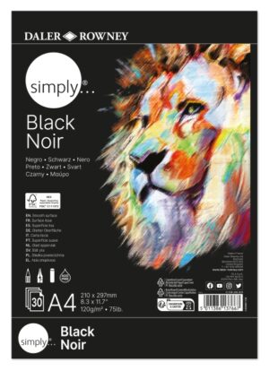 Daler Rowney Simply Bloc Encolado - A4 - 120g - 30 Hojas - Color Negro