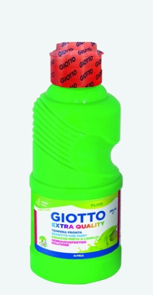 Giotto Extra Quality Fluo Tempera - 250ml - Lispa para el Uso - Botella Bio Pet - Color Verde Fluorescente