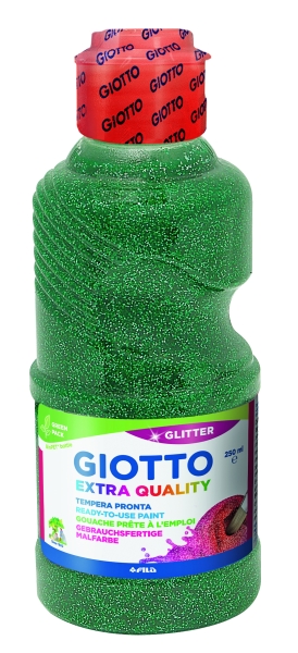 Giotto Extra Quality Glitter Tempera - 250ml - Lispa para el Uso - Botella Bio Pet - Color Verde