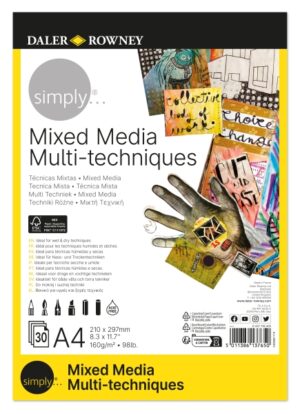 Daler Rowney Simply Bloc Encolado Mix Media - A4 - 160g - 30 Hojas - Color Blanco