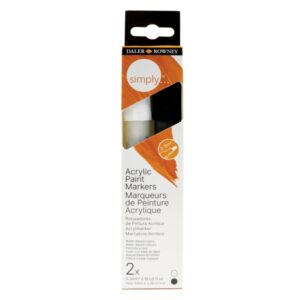 Daler Rowney Simply Pack de 2 Rotuladores Acrilicos - Colores Blanco y Negro