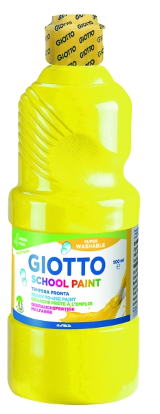 Giotto School Paint Tempera - 500ml - Lista para el Uso - Super Lavable - Botella Bio Pet - Color Amarillo Primario