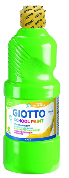 Giotto School Paint Tempera - 500ml - Lista para el Uso - Super Lavable - Botella Bio Pet - Color Verde Cinabrio