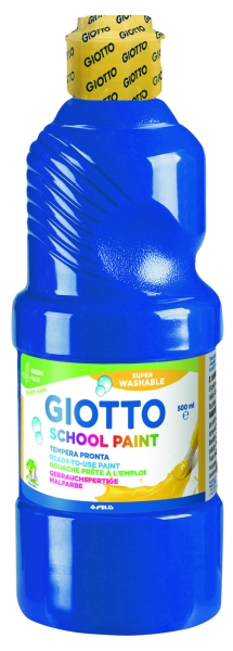 Giotto School Paint Tempera - 500ml - Lista para el Uso - Super Lavable - Botella Bio Pet - Color Azul