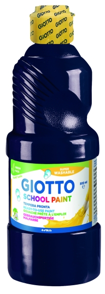 Giotto School Paint Tempera - 500ml - Lista para el Uso - Super Lavable - Botella Bio Pet - Color Negro