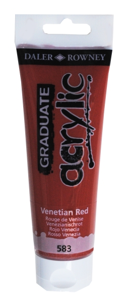 Daler Rowney Graduate Pintura Acrilica - Tubo de Plastico - 120ml - Color Rojo Veneciano