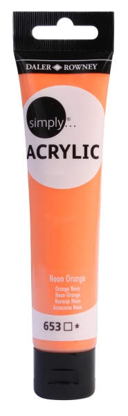 Daler Rowney Simply Pintura Acrilica - Tubo de Plastico - 75ml - Color Naranja Neon