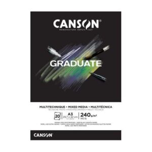 Canson Graduate Mix Media Bloc Encolado de 20 Hojas A5 - 240g - Grano Fino - Color Negro