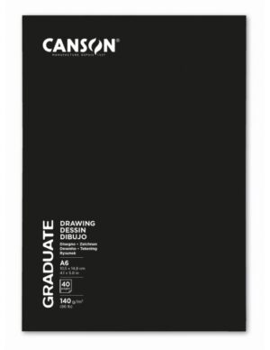 Canson Graduate Dibujo y Esbozo Cuaderno Grapado con 20 Hojas A6 - 140g - Grano Fino - Color Blanco