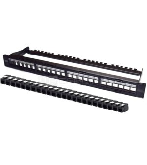 WP Patch Panel de 24 Puertos RJ45 CAT6A UTP - 1U Modular sin Herramientas - Color Negro