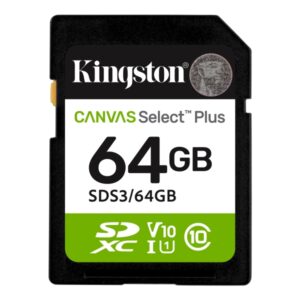 Kingston Tarjeta SDXC 64GB UHS-I Clase 10 100MB/s Canvas Select Plus