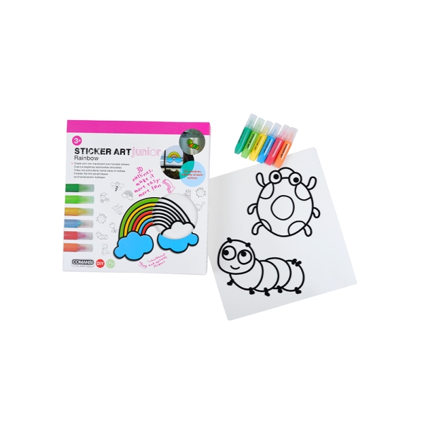 Comansi Sticker Art Junior Rainbow - Pegatinas Creativas para Ventanas - Manualidades Infantiles - Surtido Temático