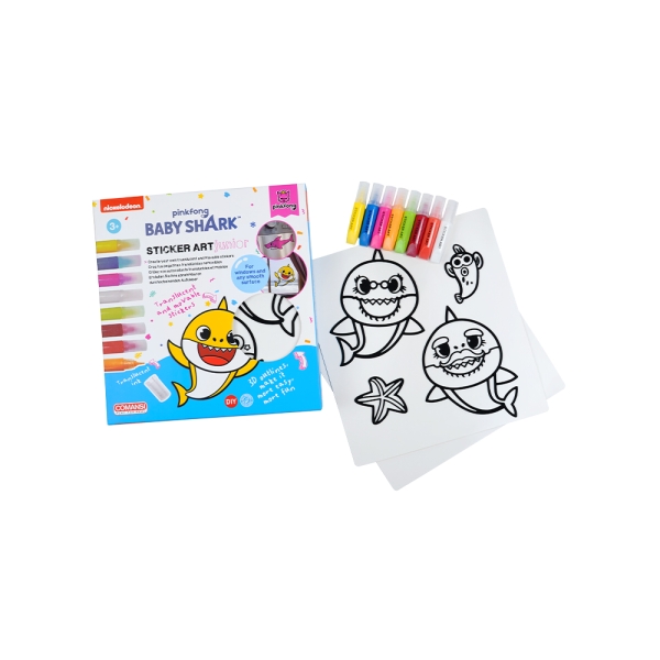 Comansi Sticker Art Junior Baby Shark - Pegatinas Creativas para Ventanas - Manualidades Infantiles - Surtido Temático