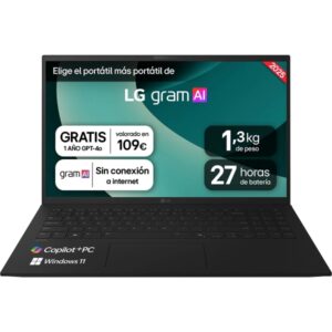 LG Gram 15Z80T-G.AS58B Portatil 15" AMD Ryzen AI 5 340 - 16GB - 1TB SSD - Windows 11 Home - Color Negro