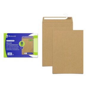 Bismark Pack de 8 Sobres de Papel Kraft 90grs - Medidas 162x229mm - Cierre Autoadhesivo - Color Marron