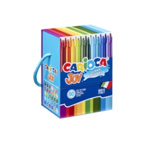 Carioca Joy Caja Rigida con 60 Rotuladores - Punta 2.8mm Bloqueada - Capuchon Ventilado - Lavables - Colores Surtidos
