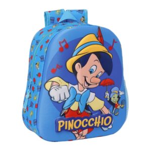 Safta Pinocho Mochila 3D de 8.64L - Portabotellas - Tarjeta de Identificacion Personal - Hombreras Acolchadas - 27x33x10cm - Color Azul