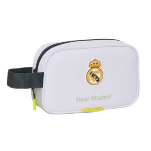 Safta Real Madrid Neceser de 2L Portatodo - Asa de Mano - Cierre de Cremallera - 22x13.5x8cm - Color Blanco y Negro