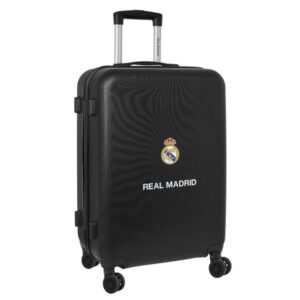 Safta Real Madrid Maleta Trolley Mediana 24" Rigida - Candado - Asa Telescopica de PVC con Goma - 4 Ruedas 360º - 40x63x26cm - Color Negro
