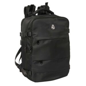 Safta Real Madrid Mochila de Viaje Cabina de 23.1L - Espacio para Portatil hasta 15.6" - USB Integrado - Zapatero con Cremallera - 29x44x19cm - Color Negro