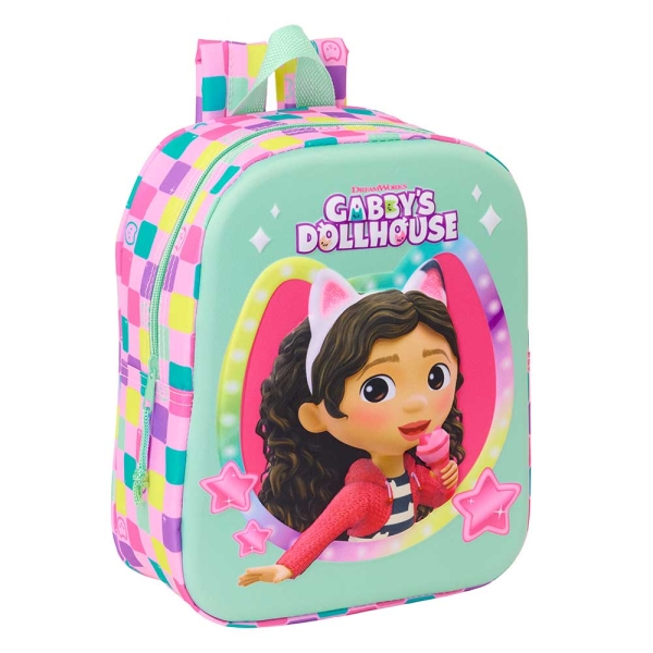 Safta Gabby'S Dollhouse Mochila Guarderia 3D de 6L - Asa de Mano Superior - Asas Regulables y Acolchadas - Cierre de Cremallera - 22x27x10cm - Color Menta