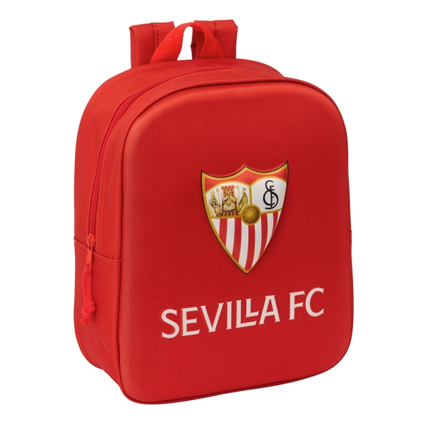 Safta Sevilla Fc Mochila Guarderia 3D de 6L - Asa de Mano Superior - Asas Regulables y Acolchadas - Cierre de Cremallera - 22x27x10cm - Color Rojo