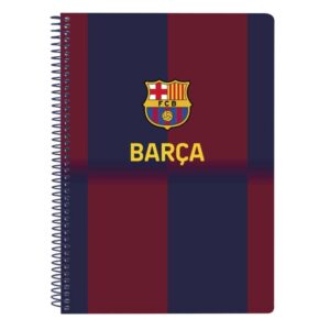 Safta F.C.Barcelona Cuaderno Espiral - Tapas Duras - 80 Hojas A4 con Cuadriculada 4X4mm - Formato Cuarto - 15.5x22x1cm - Color Rojo y Azul