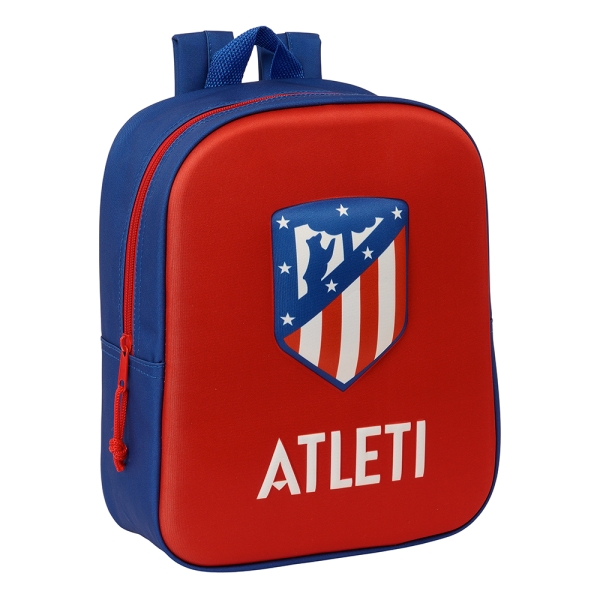Safta Atletico de Madrid Mochila Guarderia 3D de 6L - Asa de Mano Superior - Asas Regulables y Acolchadas - Cierre de Cremallera - 22x27x10cm - Color Rojo y Azul
