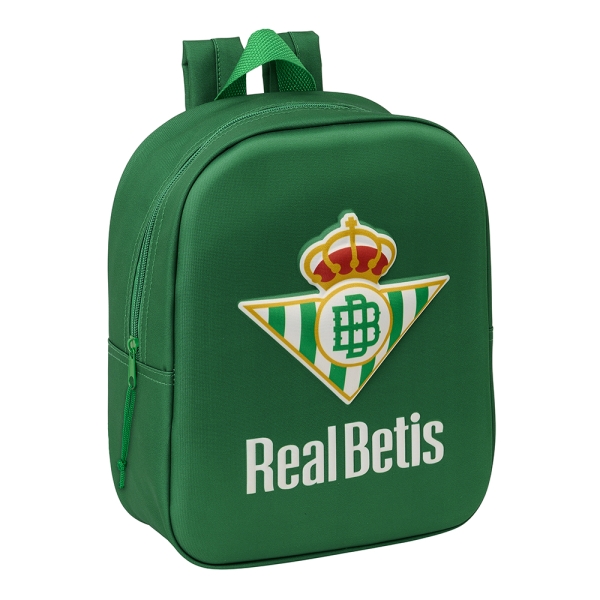 Safta Real Betis Mochila Guarderia 3D de 6L - Asa de Mano Superior - Asas Regulables y Acolchadas - Cierre de Cremallera - 22x27x10cm - Color Verde